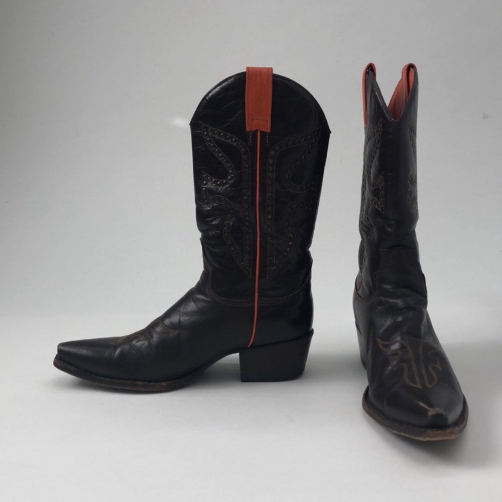 Frye cowboy boots.